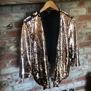 Torrid Rose Gold/Black 2 tone sequin drape jacket